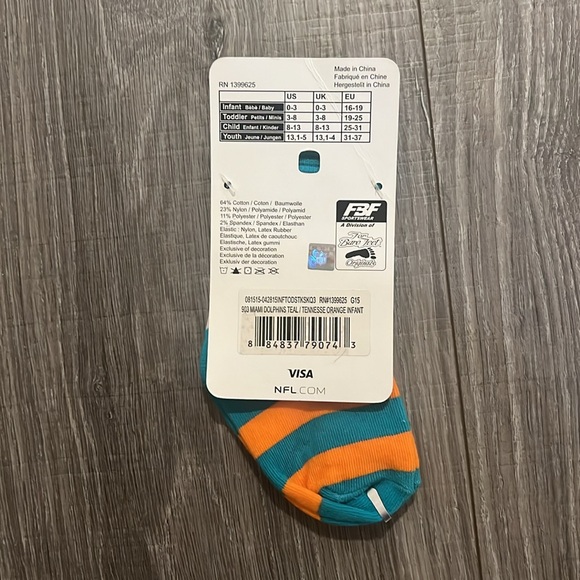 NFL Infant Miami Dolphins Team Apparel Socks - Picture 2 of 3
